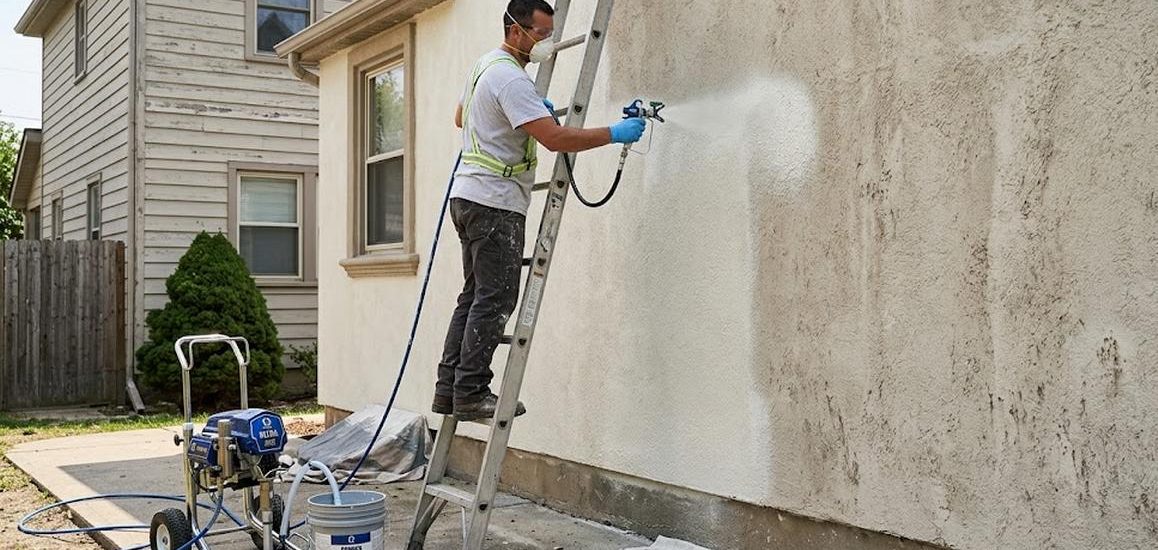 Appliquer l&rsquo;enduit de base à la machine à projeter