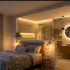 Un éclairage réussi pour chaque zone : chambre, dressing et salle de bain